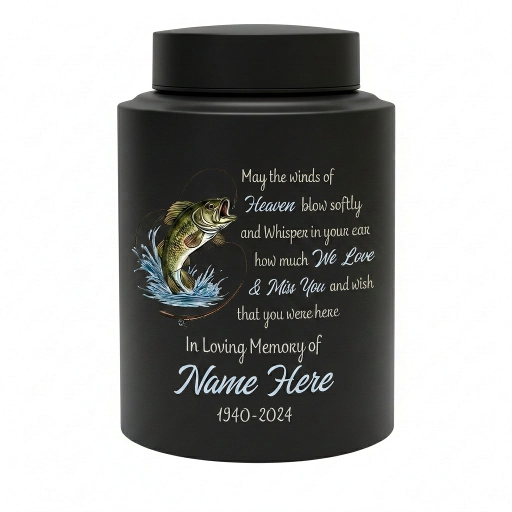 Personalized Bass Fishing Stainless Steel Cremation Urns For Human Ashes Fisherman Funeral Tribute Bereavement Resting Place Small Large Size Memorial Keepsake Urn, Memorial Gift, In Loving Memory - Image 11