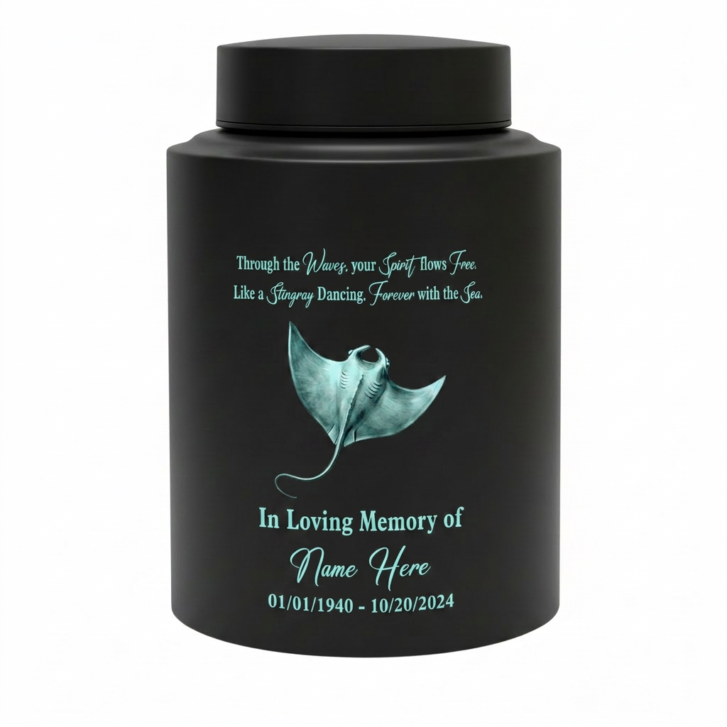 Personalized Stingray Beach Ocean Waves UV Printed Stainless Steel Urn for Loss of Loved One Marine Life Lover Large Ash Container Two Sizes Memorial Keepsake Urn, Memorial Gift, In Loving Memory - Image 11