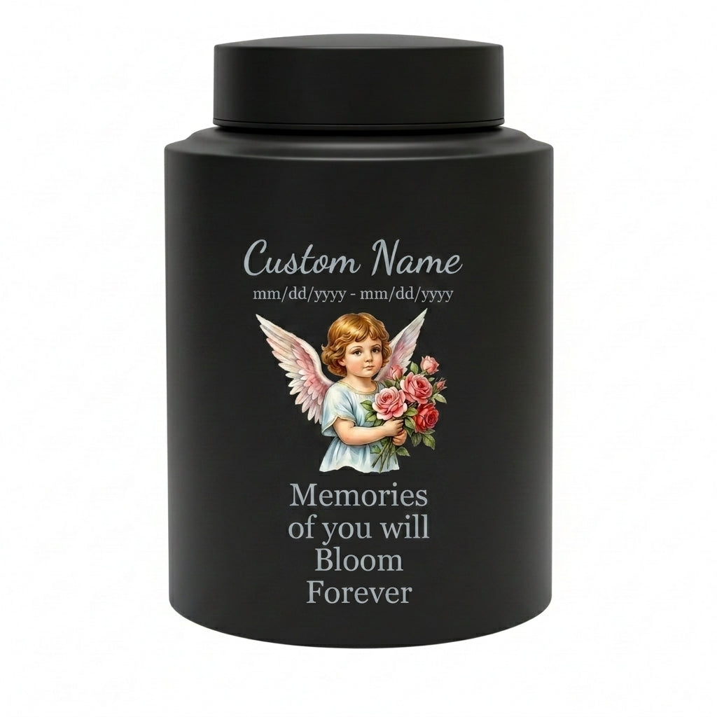 Personalized Baby Flower Bloom UV Printed Stainless Steel Cremation Urn for Infant Child Boy Girl, Custom Name Dates Large Ash Holder, Memorial Keepsake Urn, Memorial Gift, In Loving Memory - Image 11