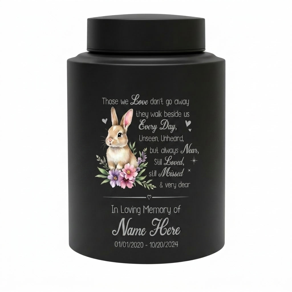 Personalized Angel Wings Rabbit Baby Loss Infant Stainless Steel UV Printed Those We Love Don't Go Away Quote Boy Girl Grief Support 2 Sizes Memorial Keepsake Urn, Memorial Gift, In Loving Memory - Image 11