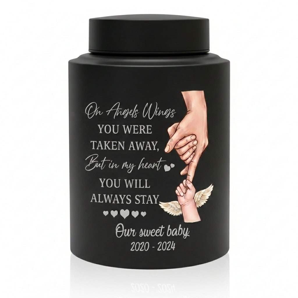 Personalized Baby Angel Wings Hand Infant Loss UV Printed Metal Cremation Ashes Container Child Bereavement Miscarriage Grief Parent Memorial Keepsake Urn, Memorial Gift, In Loving Memory - Image 11
