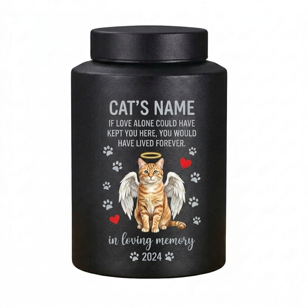 Personalized Angel Cat Silhouette Stainless Steel Pet Loss Bereavement Gift for Cat Mom Dad Custom Feline Remembrance Decor 5.9x3.9 or 7.5x5.1 in Memorial Keepsake Urn, Memorial Gift, In Loving Memory - Image 11