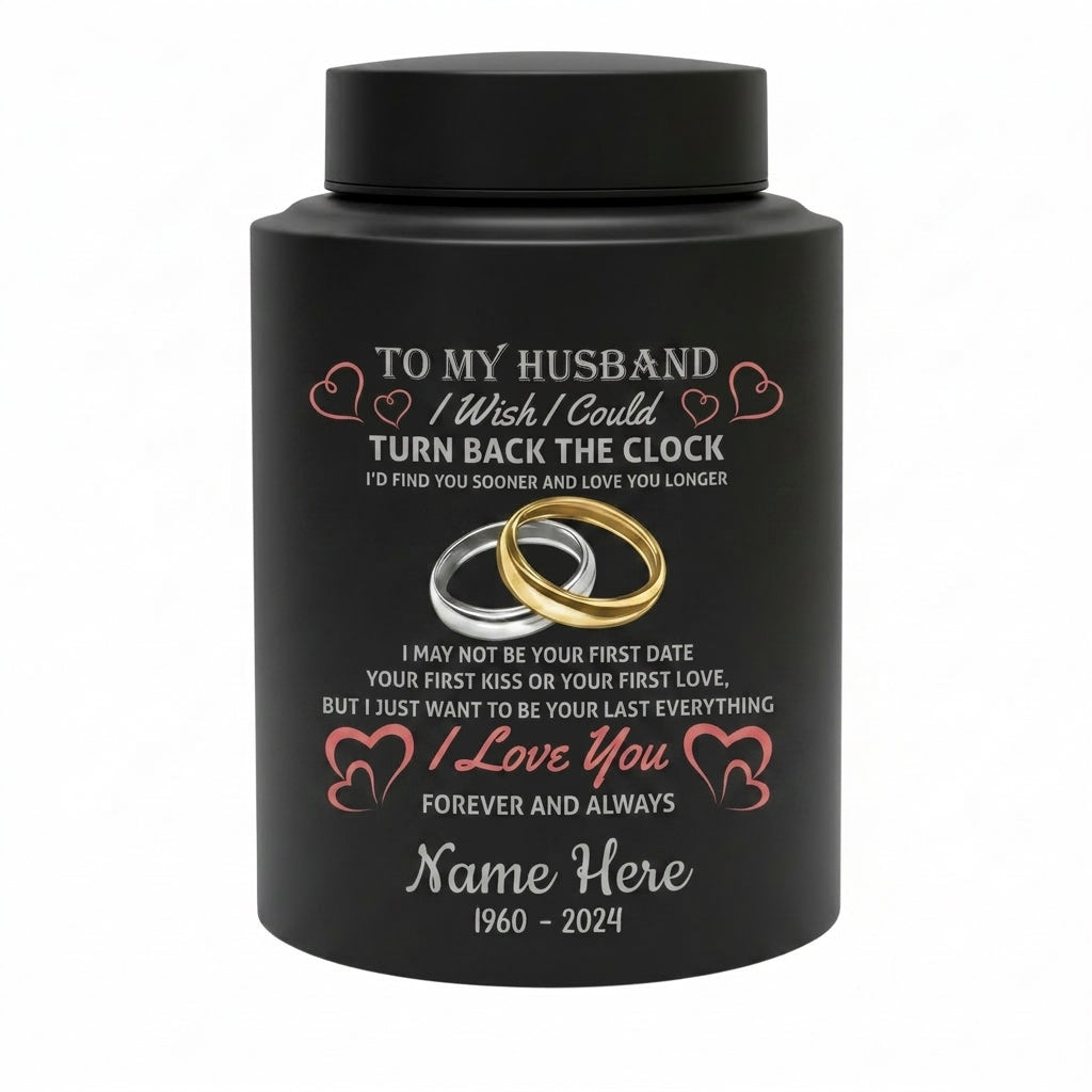 Personalized Interlocked Wedding Rings Couple In Heaven UV Printed Urn For Loss Of Husband Sympathy Bereavement Gifts For Widow Two Sizes Memorial Keepsake Urn, Memorial Gift, In Loving Memory - Image 11