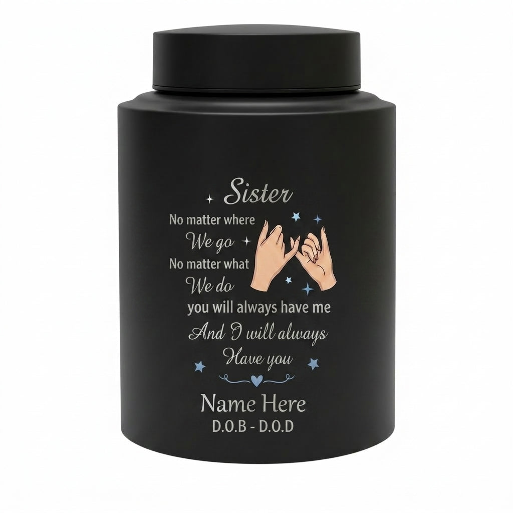 Personalized Sister Pinky Promise Interlocking Hands Stainless Steel Memorial Cremation Urn for Bestie Sister-In-Law Loss, 2 Sizes, Memorial Keepsake Urn, Memorial Gift, In Loving Memory - Image 11