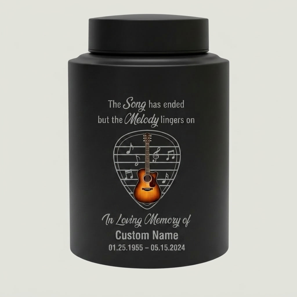 Personalized Adult Musician Theme UV Printed Metal Cremation Urn for Ashes, Music Lover Bereavement Ash Holder for Loss of Family Member, Memorial Keepsake Urn, Memorial Gift, In Loving Memory - Image 11