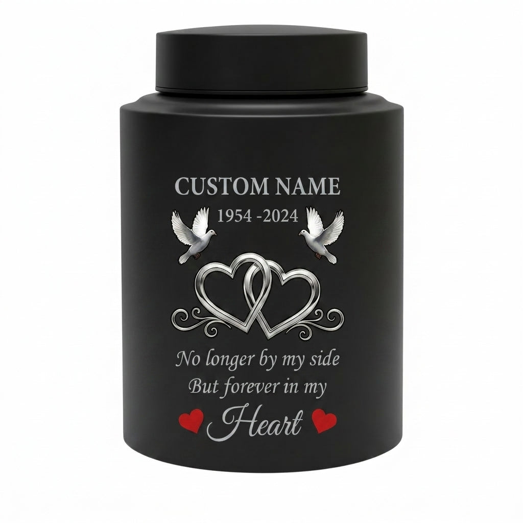 Personalized Infinity Love Doves Stainless Steel Cremation Urn for Adult Ashes, No Longer By My Side Quote, 5.9x3.9 or 7.5x5.1 inch, Memorial Keepsake Urn, Memorial Gift, In Loving Memory - Image 11