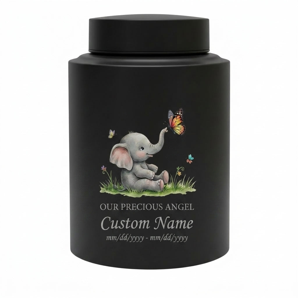 Personalized Baby Elephant Stainless Steel UV Printed Infant Loss Our Precious Angel Baby Boy Girl Child Ashes Large Small Metal Cremation Urns Memorial Keepsake Urn, Memorial Gift, In Loving Memory - Image 11