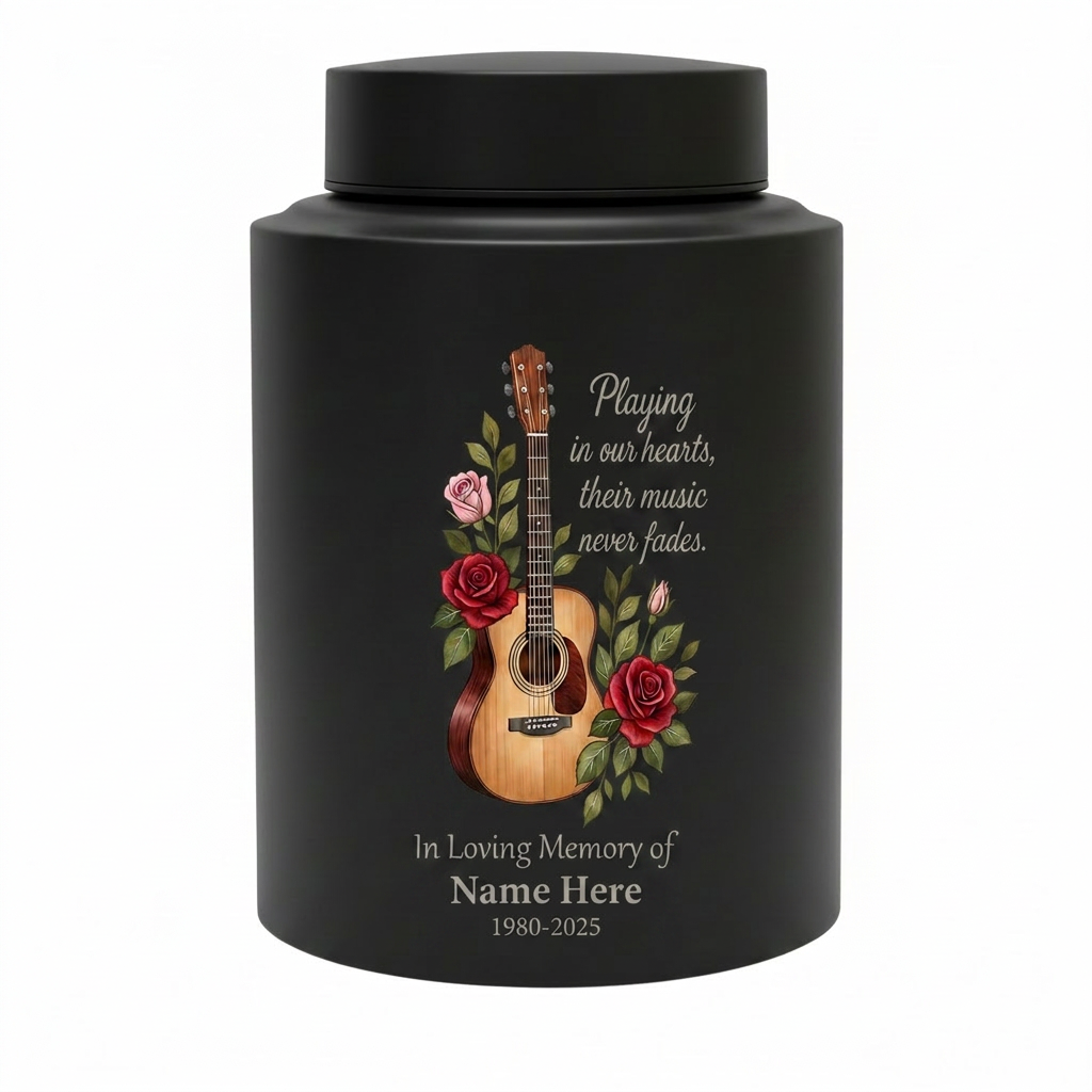 Personalized Guitar Music Lovers Stainless Steel Funeral Urn for Musician Adult Male Female Human Ashes Burial Container Silver Black Gold Red Memorial Keepsake Urn, Memorial Gift, In Loving Memory - Image 11