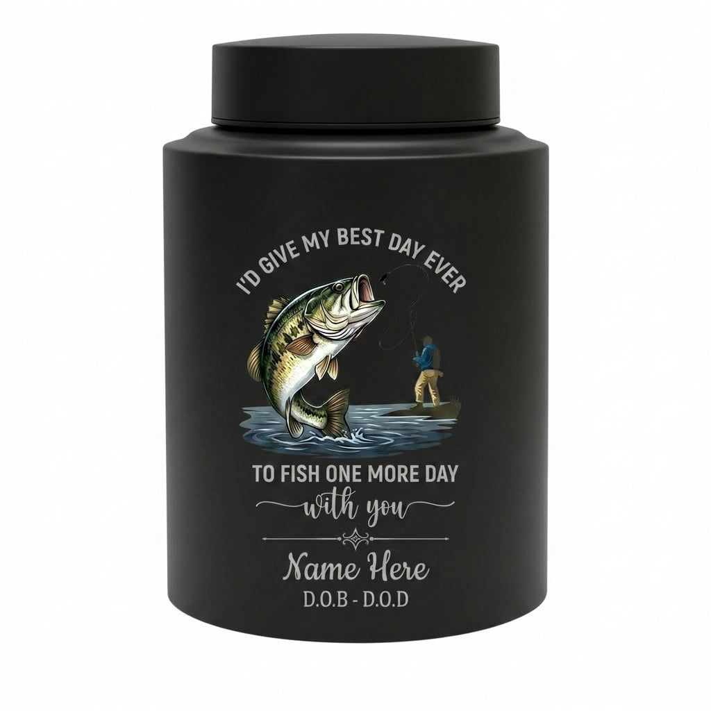 Personalized Bass Fishing Fisherman Stainless Steel UV Print For Dad Grandpa Husband Fishing Lover Bereavement Tribute Custom Name Dates Memorial Keepsake Urn, Memorial Gift, In Loving Memory - Image 11