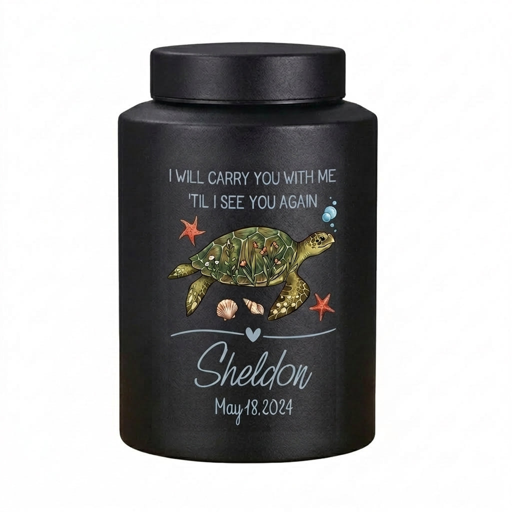 Personalized Turtle UV Printed Stainless Steel Cremation Urns For Ashes, Custom Pet Loss Remembrance Or Turtle Lover Bereavement Condolence, Memorial Keepsake Urn, Memorial Gift, In Loving Memory - Image 11