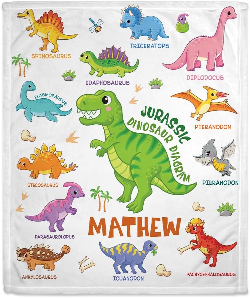 Dinosaur Baby Blanket - Personalized Blanket