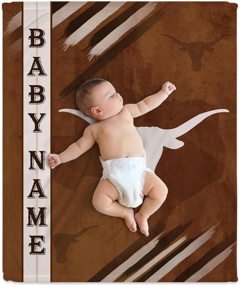 Wild West Cow Skull Baby Blanket - Personalized Blanket