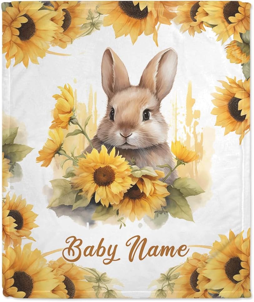 Rabbit Pattern Baby Blanket - Personalized Blanket