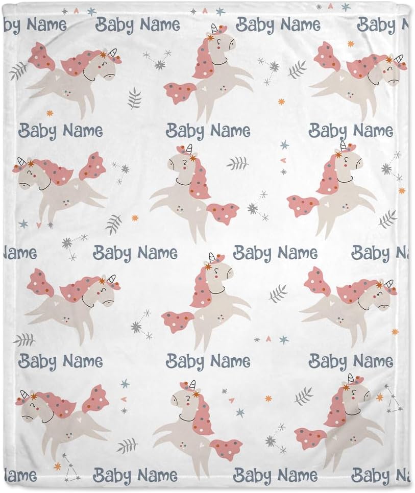 Unicorn Pattern Baby Blanket - Personalized Blanket