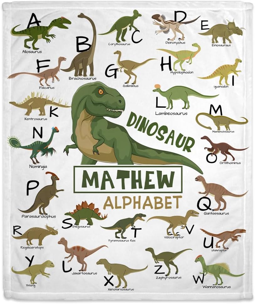 Dinosaur Baby Blanket - Personalized Blanket