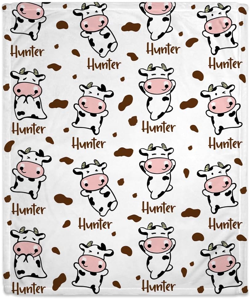 Cow Pattern Baby Blanket - Personalized Blanket