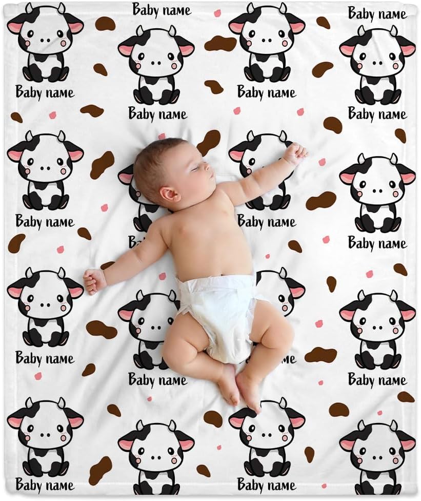 Cow Pattern Baby Blanket - Personalized Blanket