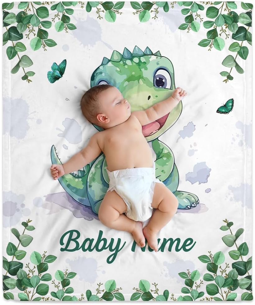 Dinosaur Baby Blanket - Personalized Blanket