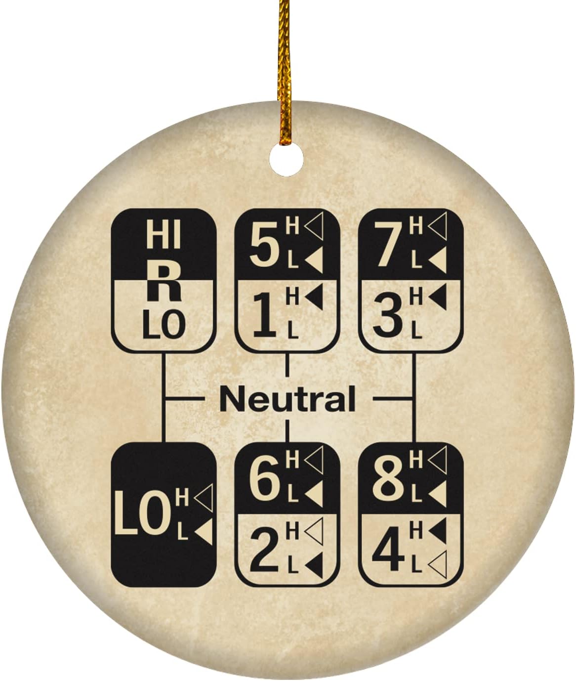 Truck Gear Shift Pattern Ceramic Ornament – Funny Christmas Tree Decoration Gift for Trucker Dad or Driver – Unique Auto Lover Keepsake