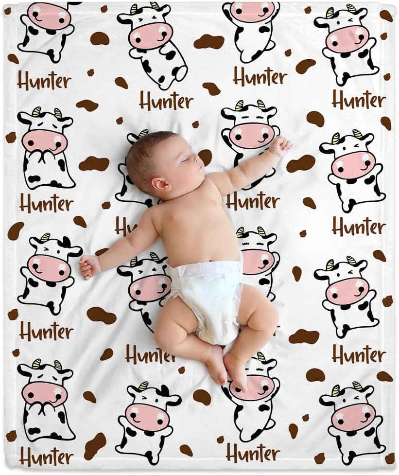 Cow Pattern Baby Blanket - Personalized Blanket