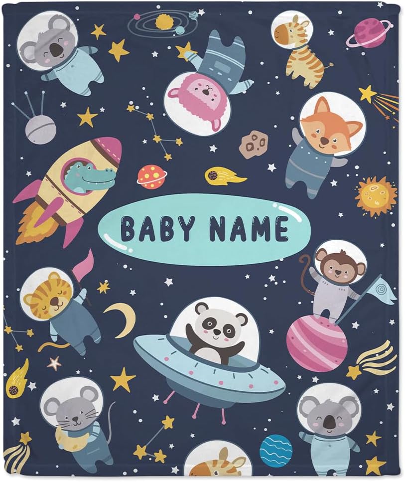 Animal Astronaut Baby Blanket - Personalized Blanket