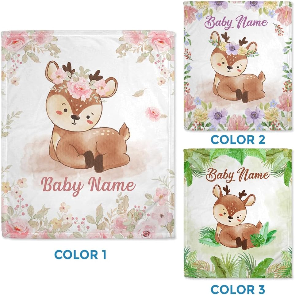 Deer Pattern Baby Blanket - Personalized Blanket