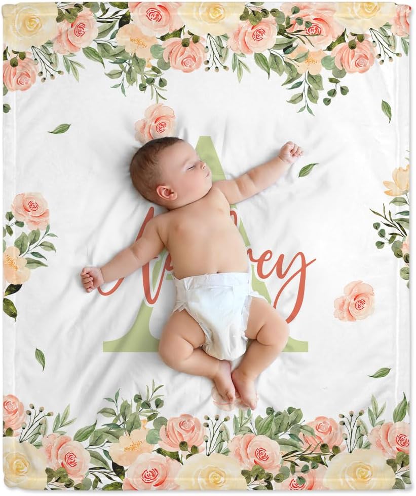 Swaddle Floral Baby Blanket  - Personalized Blanket