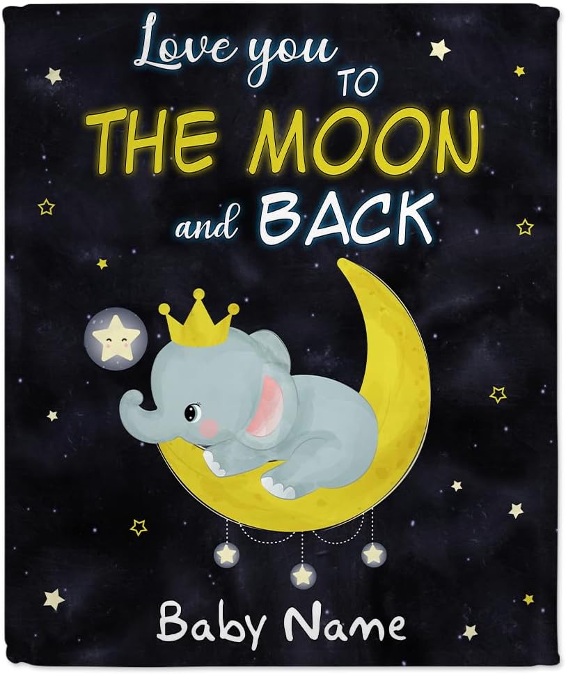 Love You To The Moon And Back - Personalized Baby Blanket