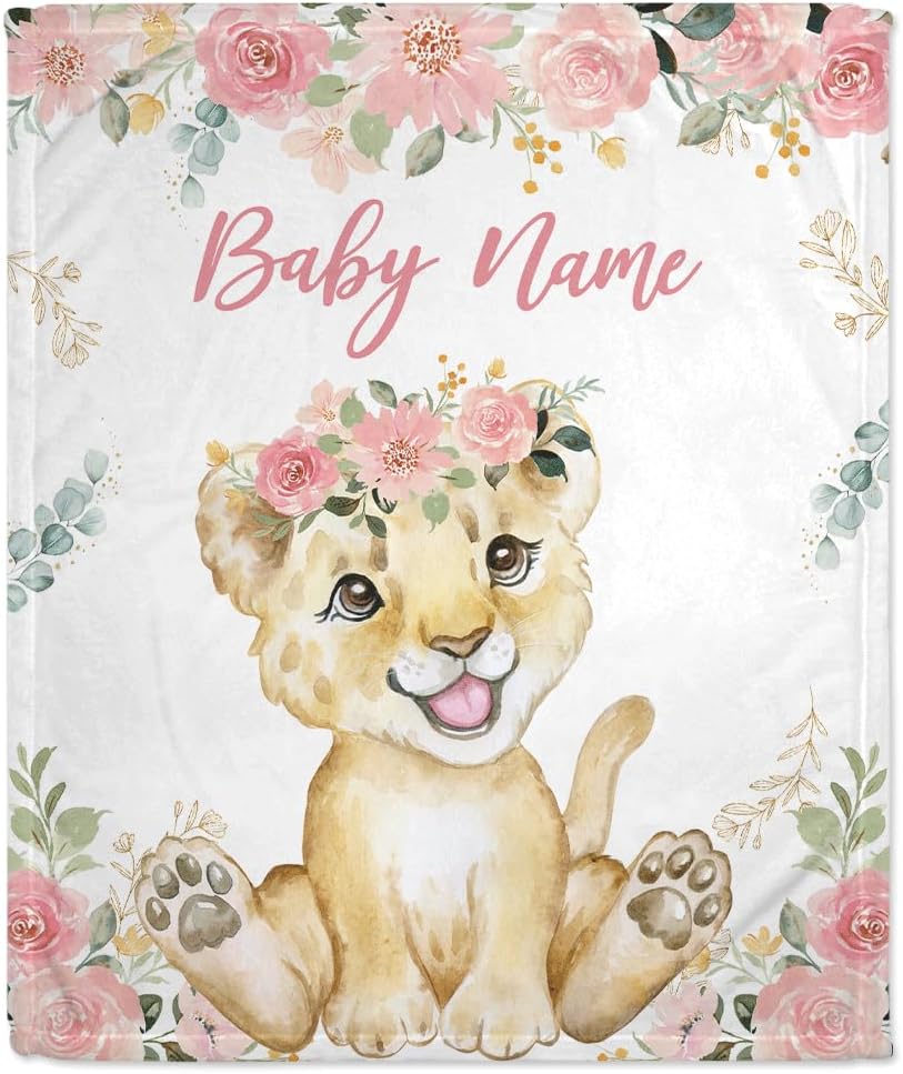 Lion Pattern Baby Blanket - Personalized Blanket