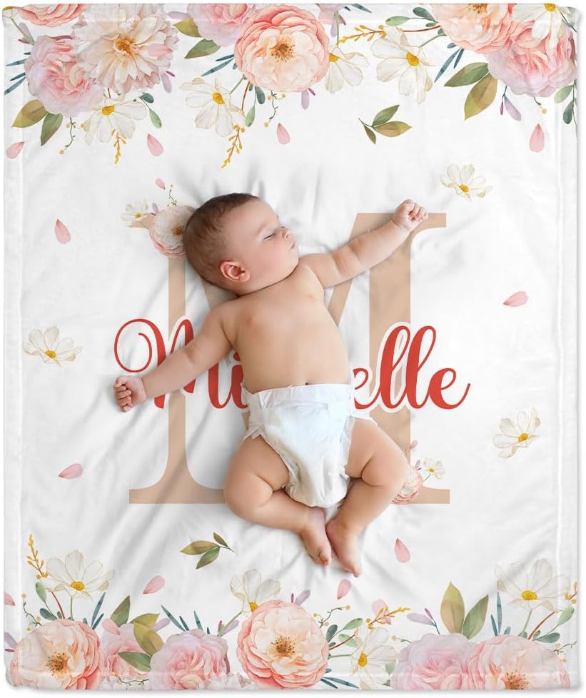 Swaddle Floral Baby Blanket  - Personalized Blanket