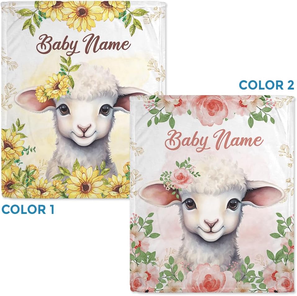 White Sheep Baby Blanket - Personalized Blanket