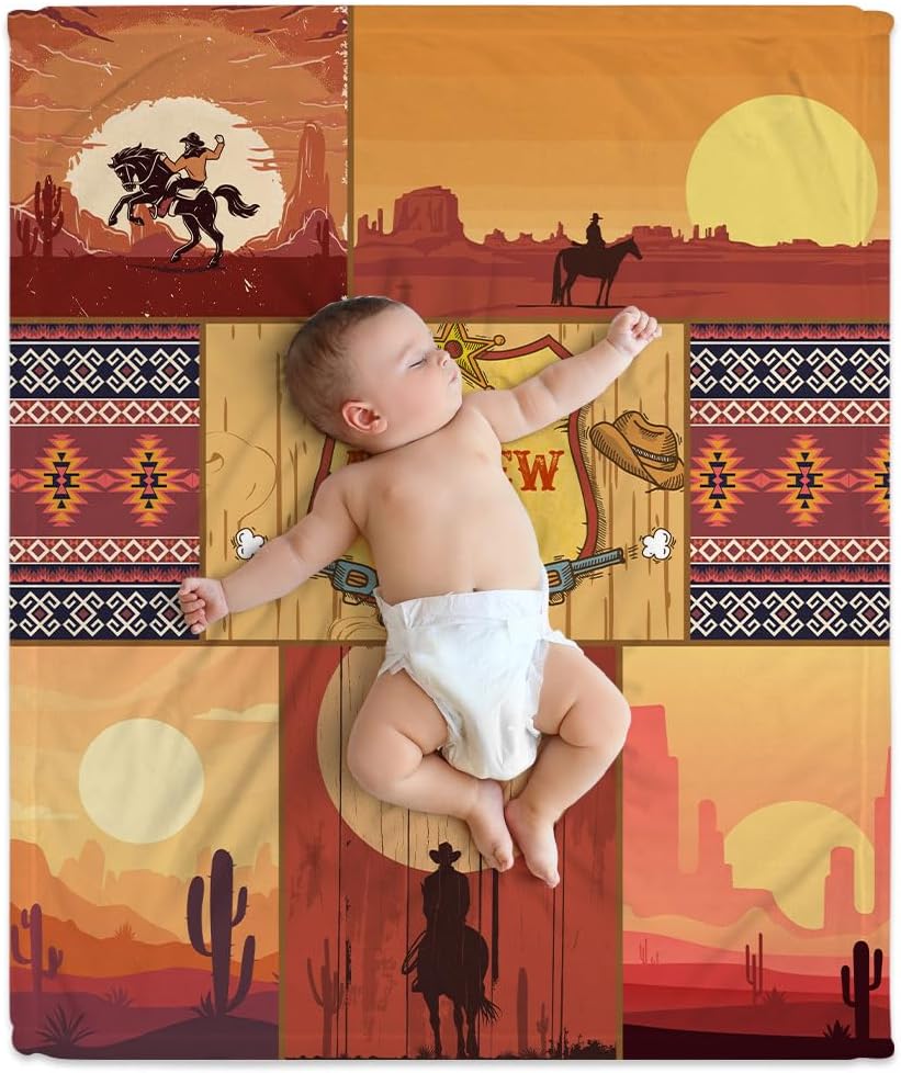 Wild West Cowboy Baby Blanket - Personalized Blanket