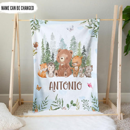 Animal Woodland Baby Blanket - Personalized Blanket