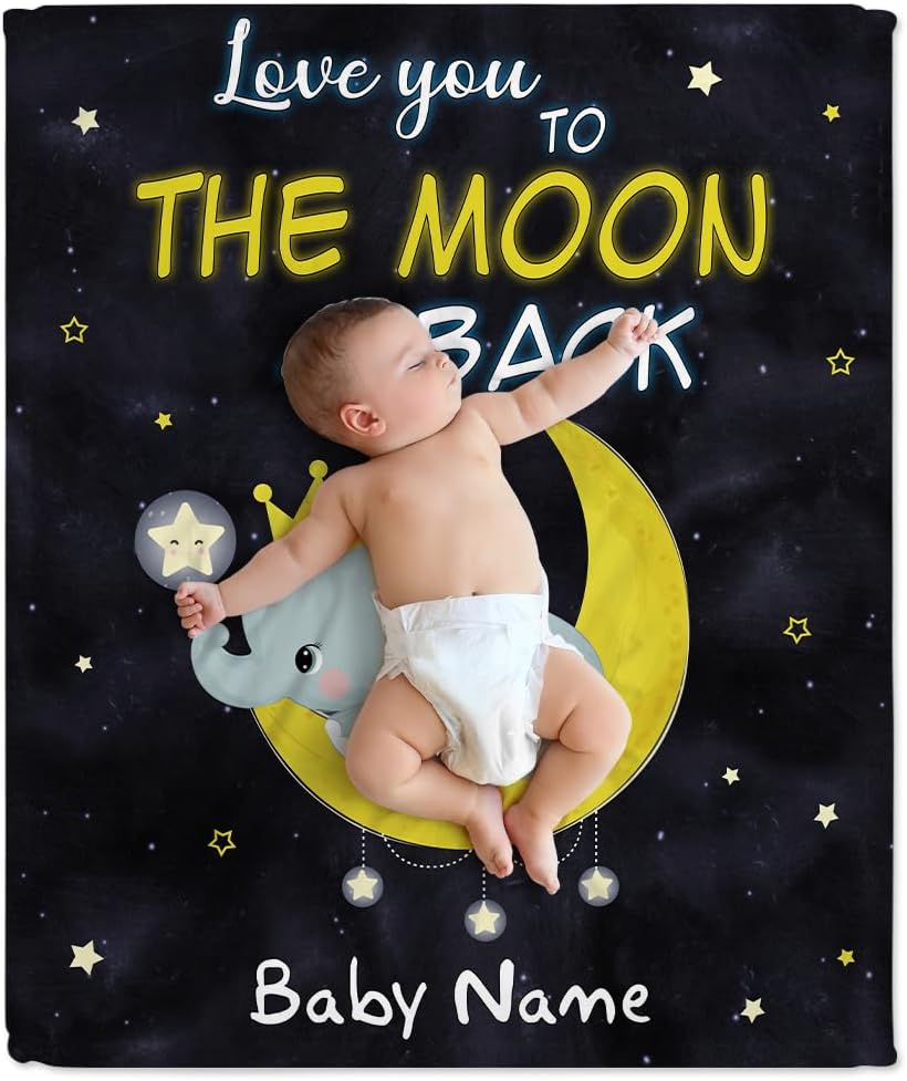 Love You To The Moon And Back - Personalized Baby Blanket