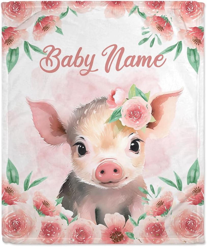 Pig Pattern Baby Blanket - Personalized Blanket