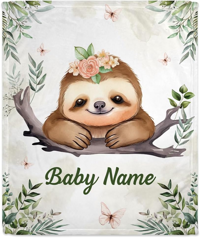 Sloth Baby Blanket - Personalized Blanket