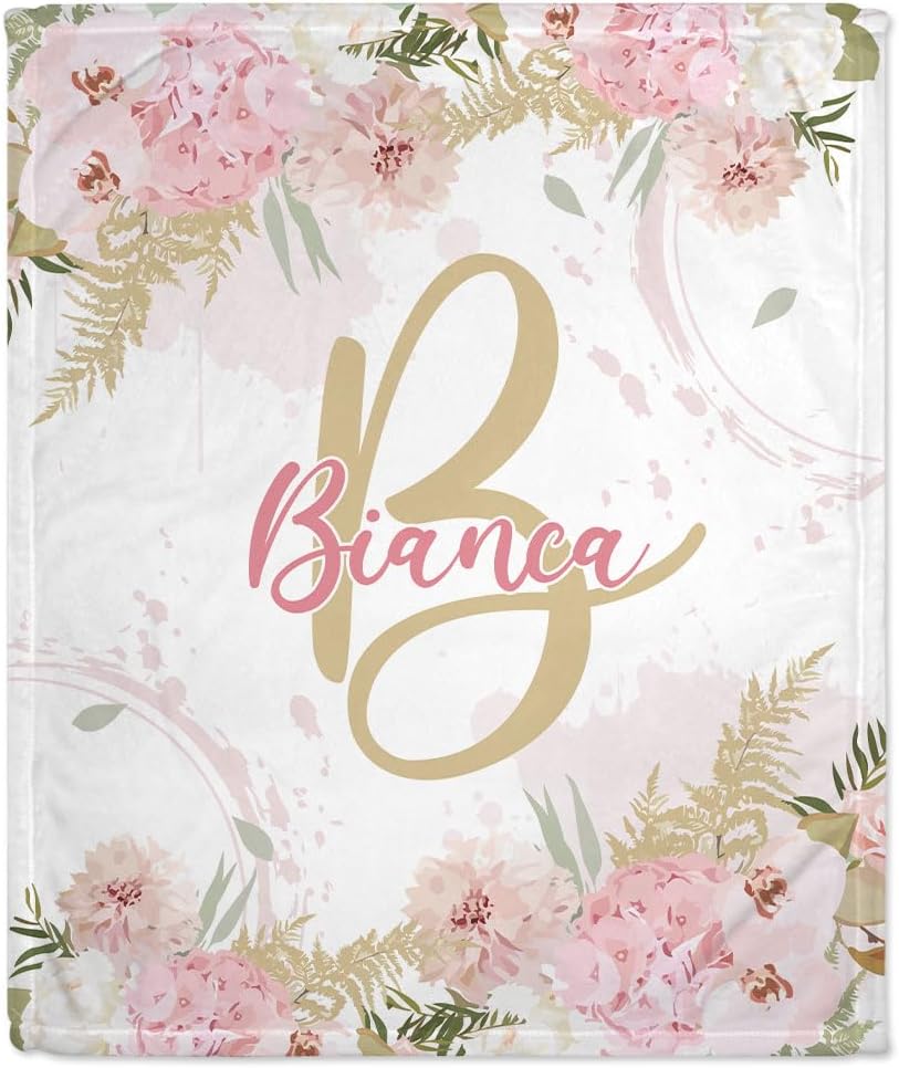 Pink Flower Baby Blanket - Personalized Blanket