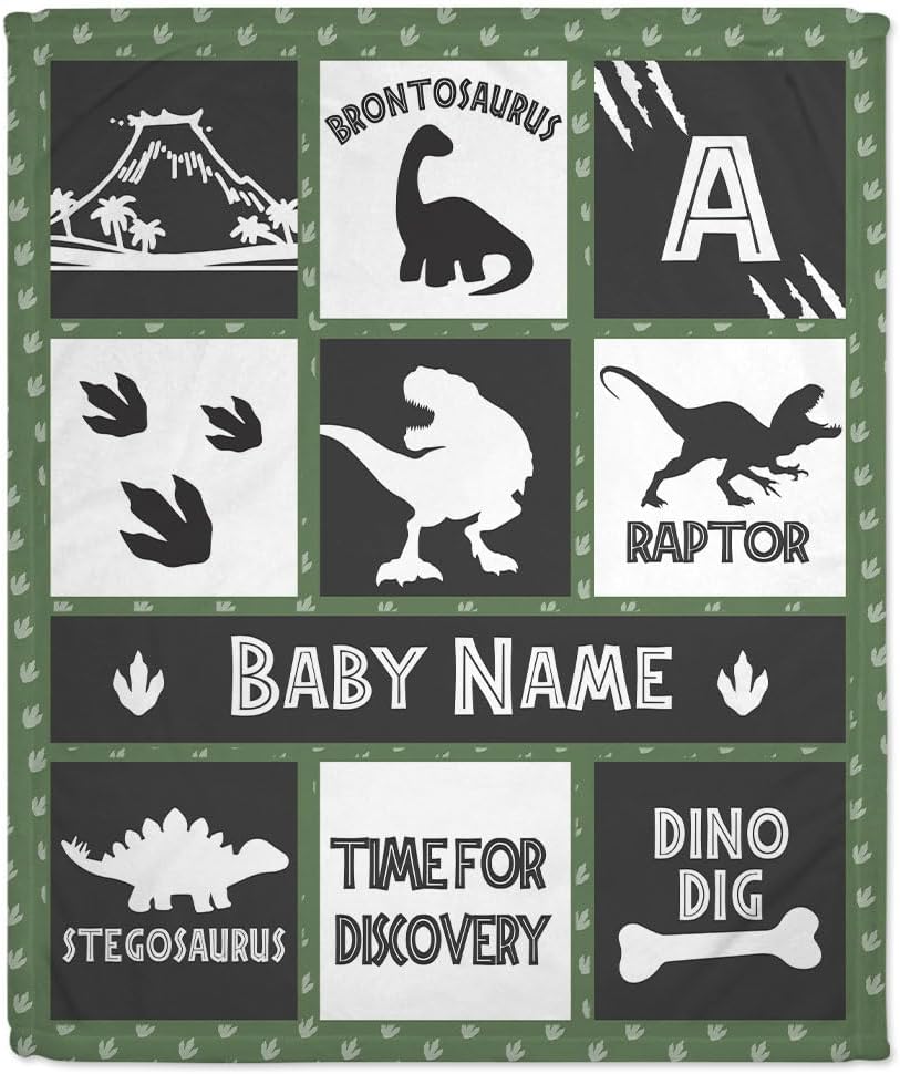 Dinosaur Woodland Baby Blanket - Personalized Blanket