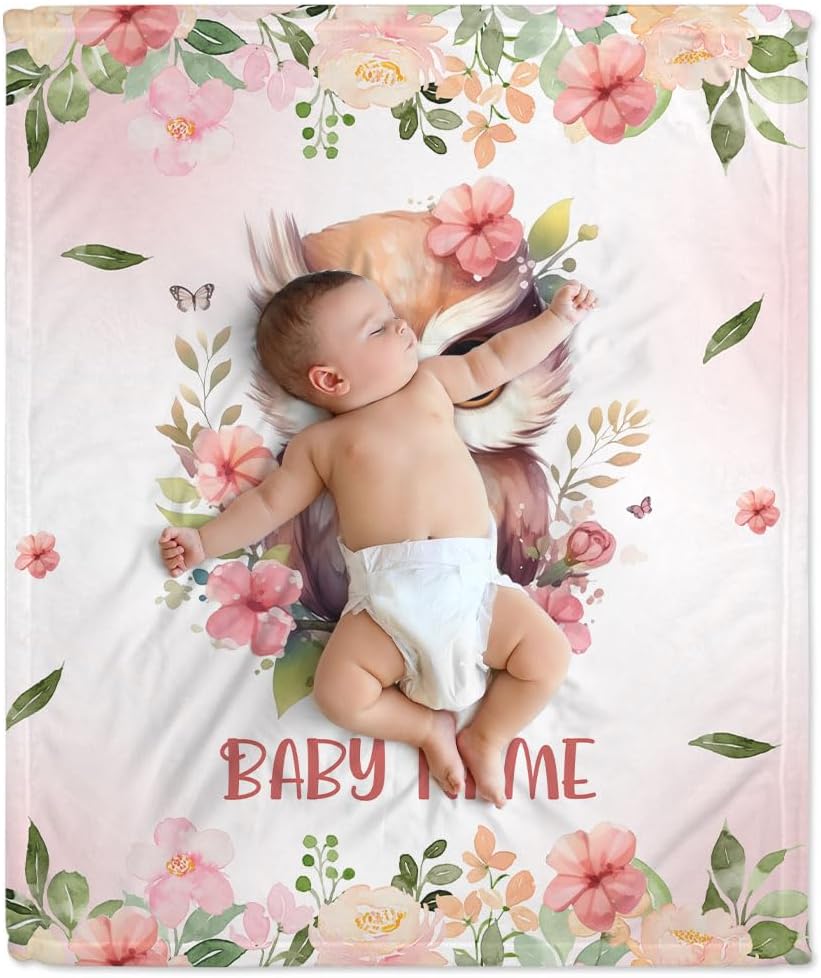 Owl Floral Baby Blanket - Personalized Blanket