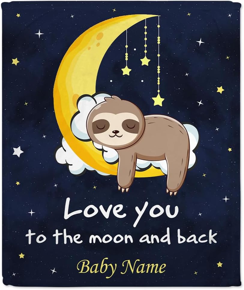 Love You To The Moon And Back - Personalized Baby Blanket