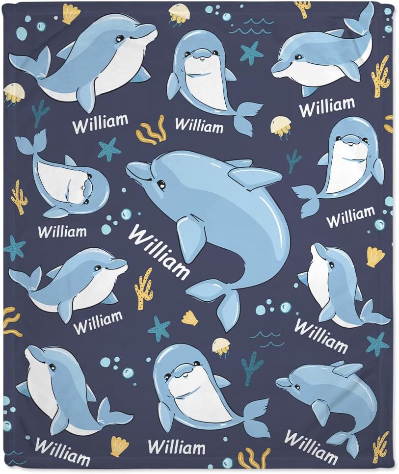 Dolphin Baby Blanket - Personalized Blanket