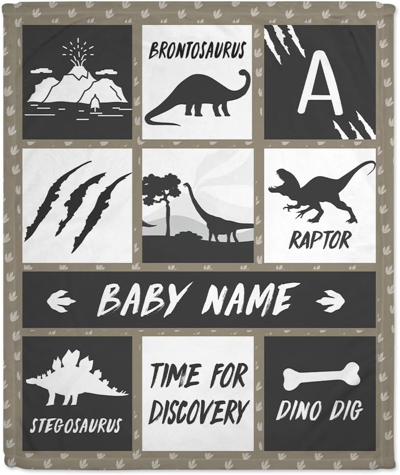 Dinosaur Woodland Baby Blanket - Personalized Blanket