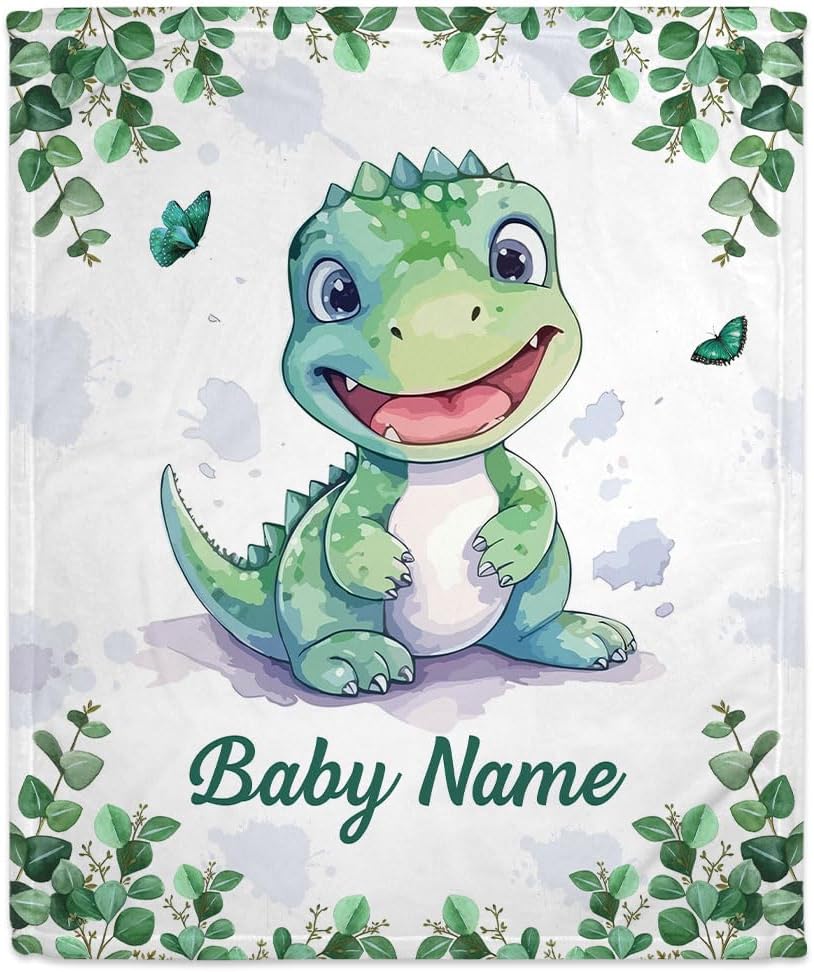 Dinosaur Baby Blanket - Personalized Blanket