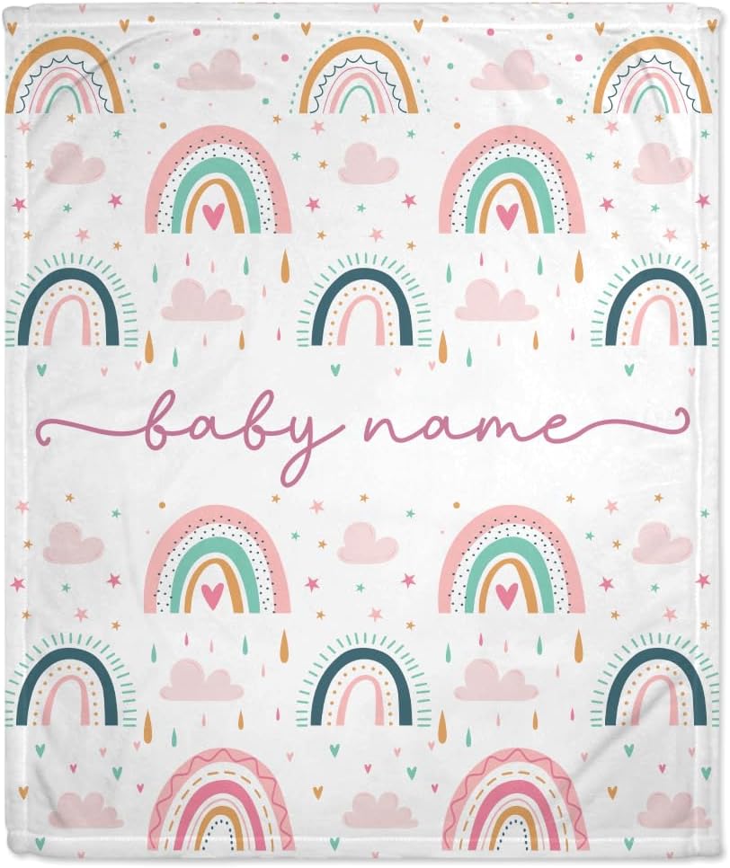 Rainbow Pattern Baby Blanket - Personalized Blanket