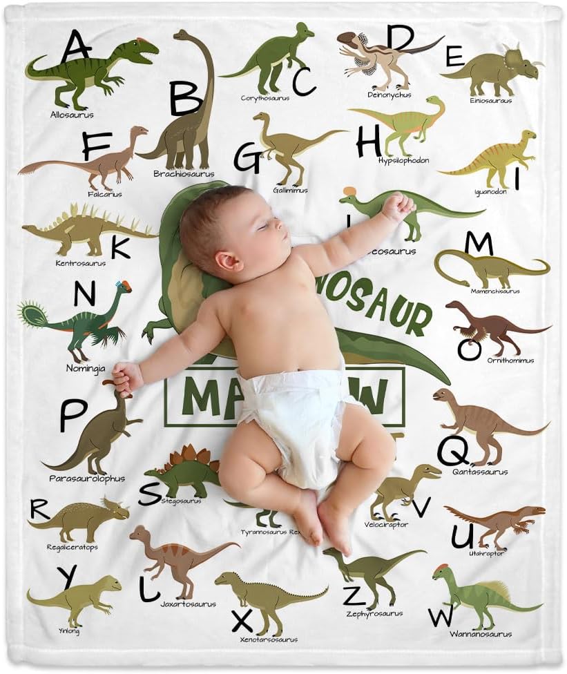 Dinosaur Baby Blanket - Personalized Blanket