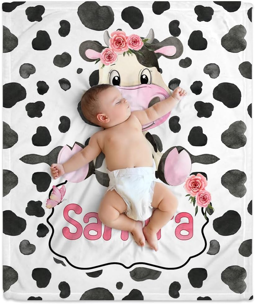 Cow Print Baby Blanket - Personalized Blanket