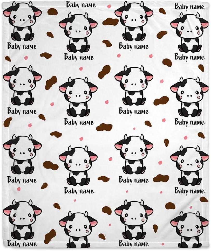 Cow Pattern Baby Blanket - Personalized Blanket