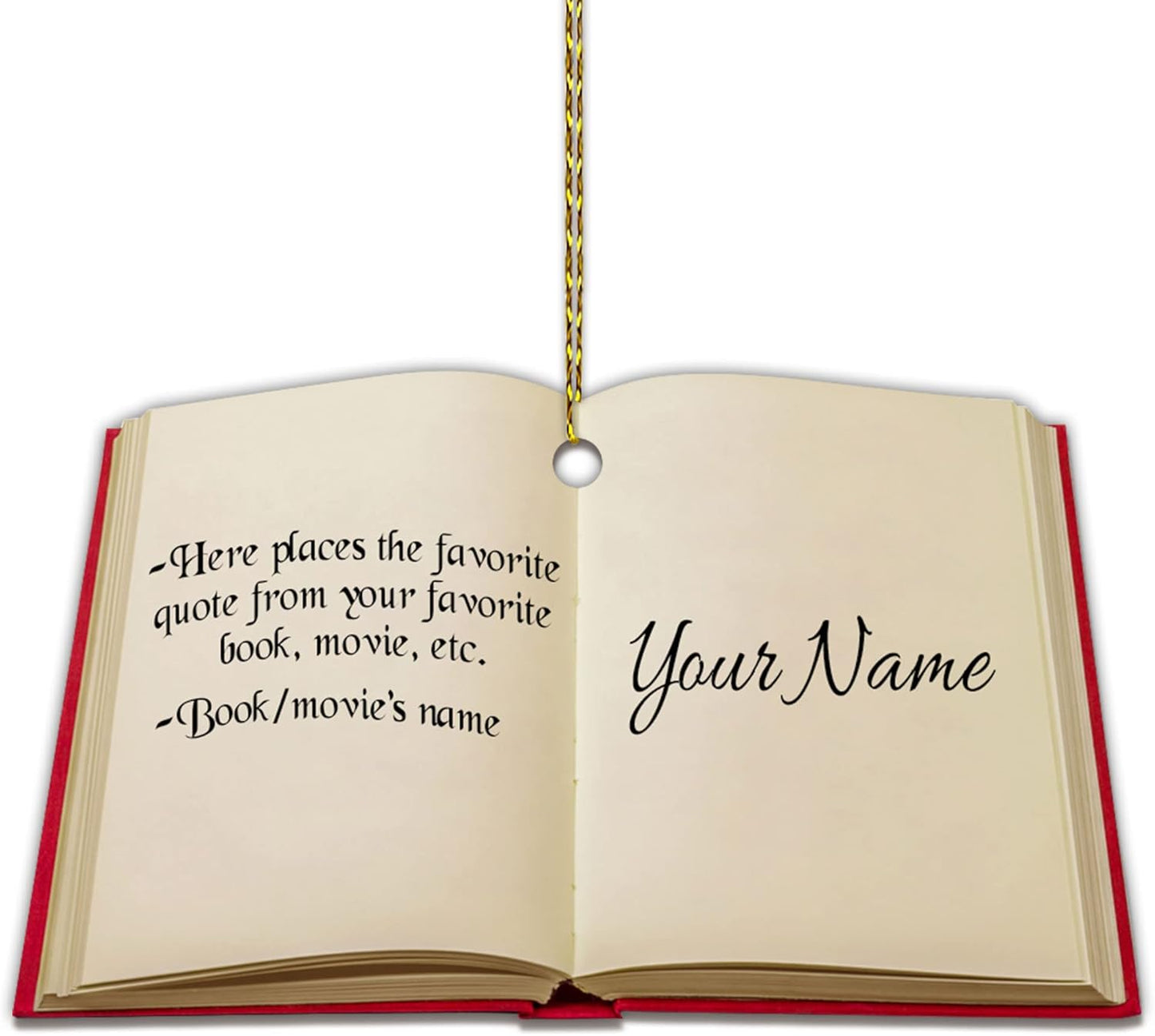 Personalized Open Book Cut Acrylic Ornament – Custom Quote Christmas Gift for Librarian, Reader, or Teacher