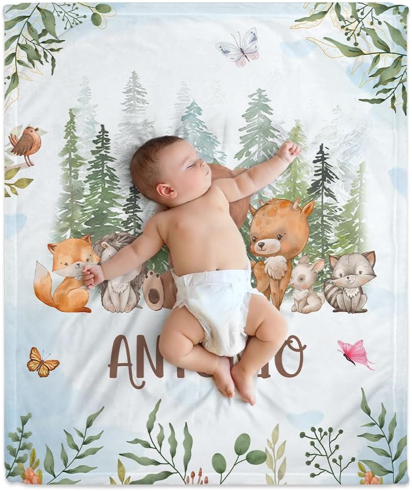 Animal Woodland Baby Blanket - Personalized Blanket