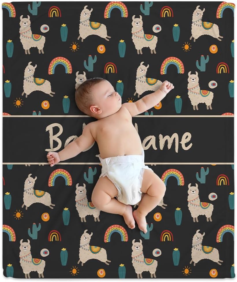 Wild West Llama Baby Blanket - Personalized Blanket